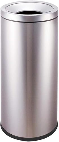 Wastebasket Waste Bin Garbage Can Trash Can Stainless Steel Large Capacity round Storage Bucket(Color:Gray)