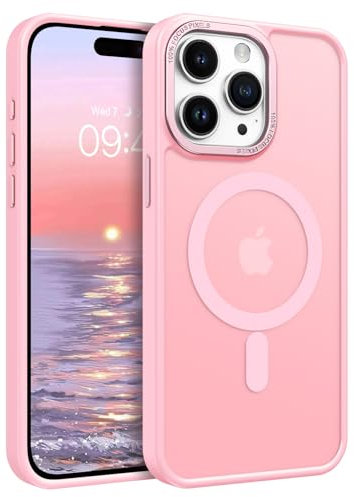 VENINGO for iPhone 15 Pro Case,Compatible with Mag Safe Matte Translucent Bumper Shockproof 360 Protective Magnetic Girls Women Men Case for iPhone 15 Pro,Light Pink