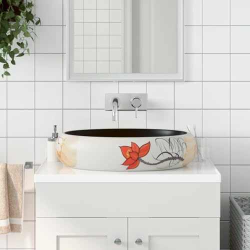LAPOOH Aufsatzwaschbecken Mehrfarbig Oval 59x40x15 cm Keramik, Waschbecken, Waschtisch, Handwaschbecken - 155113
