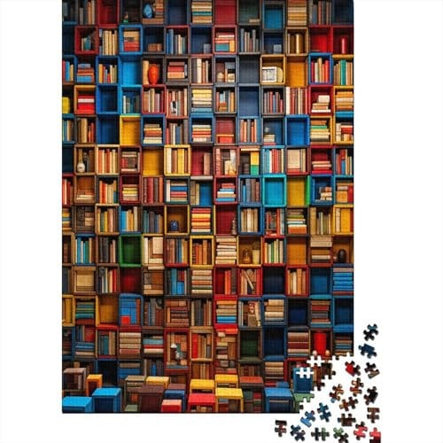 Jigsaw Puzzles Colorful Bookshelf Challenging Puzzle Birthday Gift Family Jigsaw Puzzle Art Books Development Toys 1000 Pieces for Men Women Olders Seniors 1000pcs (75x50cm)
