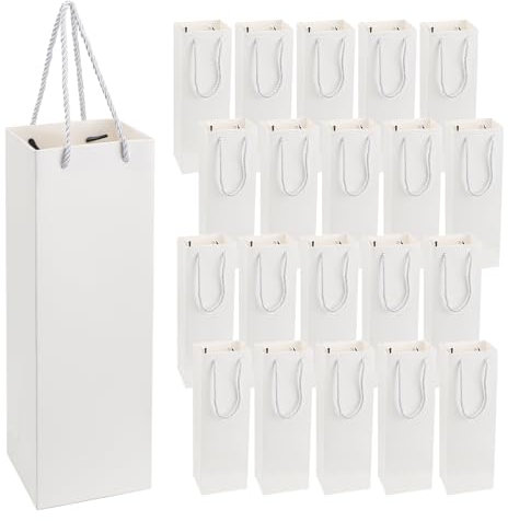 Lauviomify Sacchetto regalo per vino,20 Shopper porta bottiglia vino Buste di Carta Sacchetti Regalo confezione sacchetti di carta per vino,Sacchetto Vino per matrimoni, feste