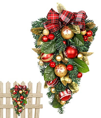 Ghirlanda Natalizia A Forma Di Goccia, Ghirlanda Di Natale, 50 * 30 Cm Ghirlande Da Decorare, Ghirlanda Natalizia Fuori Porta, Christmas Garland Decorazioni Natalizie Per caminos Porta Ingresso
