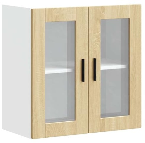 vidaXL Küchen-Hängeschrank mit Glastür Porto Sonoma-Eiche, Wandschrank Küche, Wandschrank, Oberschrank, Küchenschrank, Hängeschrank, Oberschrank Küche