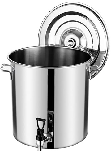 SHENJIA Home Brew Kettle Stock Pot with Spigot Spout, Stainless Steel Brewing Stock Pot for Home Outdoor Use, Thicken Milk Can with Tap and Lid Included