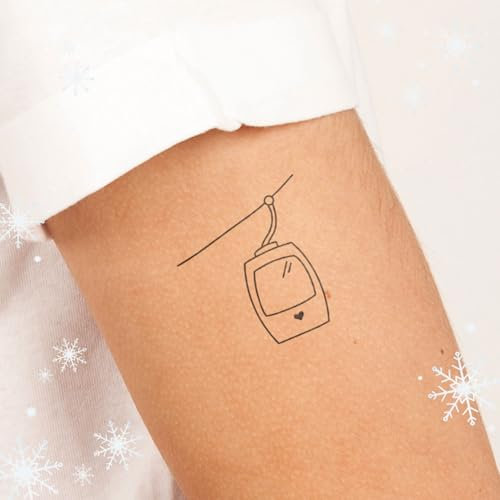 Inkster Tattoo - Ski Lift vegane & wasserfeste Temporäre Tattoos für Erwachsene - EU-Kosmetikzertifizierte Farbe - revolutionäres 2 Wochen Tattoo | Premium Klebetattoos