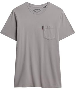 Superdry Herren Classic Essential T-Shirt mit Tasche Verwaschenes Schiefergrau XXXL