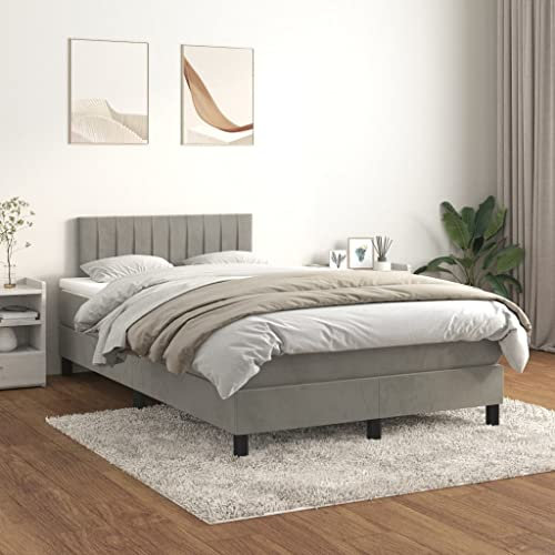 Festnight Boxspringbett 120x200 mit matratze Bett 120x200 mit matratze und lattenrost Bettgestell mit Kopfteil Polsterbett Bett Schlafzimmer-Hellgrau-120 x 200 cm Typ 1