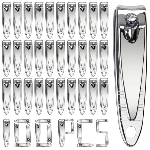 100 Pieces Nail Clippers Bulk - Ultra Sharp Stainless Steel Fingernail & Toenail Clippers Set for Men & Women - Flat Portable Design for Travel, Manicure & Pedicure - for Salons, Spas & Home Use
