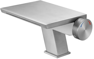 Mischbatterie Bad Gebürstet Wasserfall Wasserhahn Bad Waschtischarmatur Waschbecken Armatur Rosette Aus Edelstahl