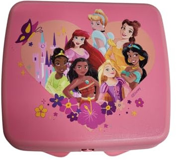 Tupperware Sandwich-Box Aufbewahrungsbox Brotdose quadratisch mit Scharnier und Verriegelung (rosa Prinzessin)