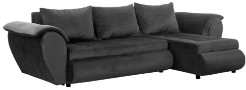 FORNIRO 24 Sierano Ecksofa mit Schlaffunktion und Bettkasten - Sofa mit 3 Sitzen und Robustem Überzug - Schlafcouch L-Form Universal - Modern Couch - 265x143x83 cm (Stoff Premium, Graphit)