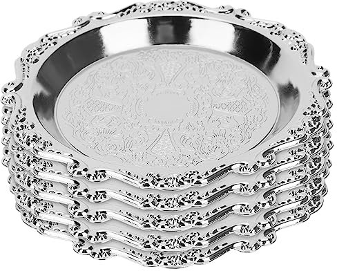SMASOLO 6 Pièces Assiette à Snacks Vintage Argenté Lot de Plats de Service pour Fruits Secs Bonbons pour Célébrations