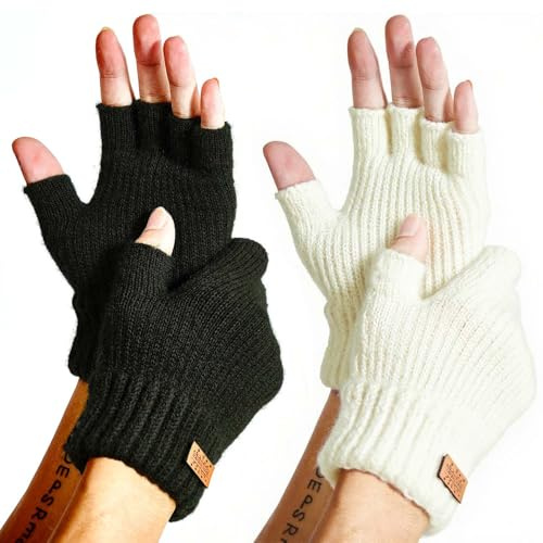 JYUYNY Fingerlose Handschuhe - Kaschmir Winter Warme Strick Handschuhe für Laufen, Radfahren, Fahren - Herren und Damen