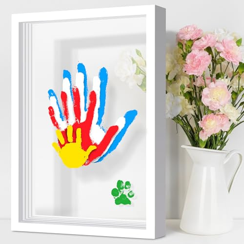 Crenze Familien-Handabdruck-Set, DIY-Erinnerungsrahmen, Handabdruck-Ornament-Set, Familiengeschenke für Großeltern, frischgebackene Eltern, Muttertag, Vatertag, Geburtstag