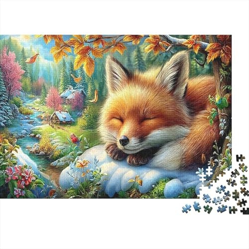 Fox 1000Teile BuntePuzzles Fox Herbst Stream Für Erwachsene Und Kinder Ab 14 Jahren Einzigartige Spielzeug Denksport Moderne Porträts38x26cm/1000pcs