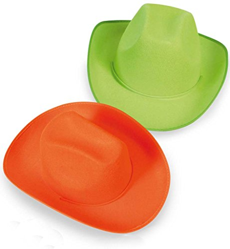 KarnevalsTeufel Cowboyhut Neon sortierte Farben für Erwachsene ca. 58 cm