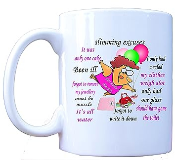 Slimming Excuses - Funny Novelty 11 oz Tea/Coffee Mug, birthday, Gift, Diet