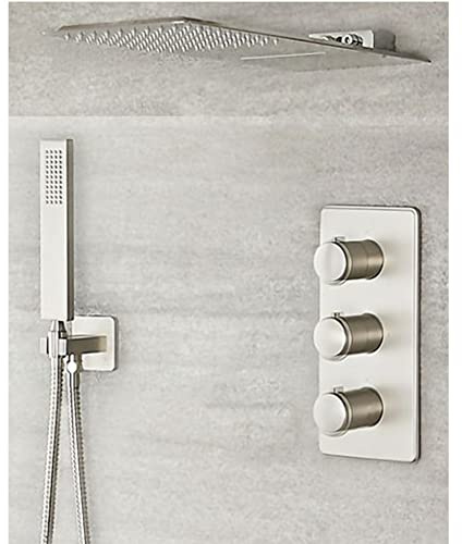 MILANO Mixer Valve 200 x 500mm Waterblade Shower Head Handset Nickel