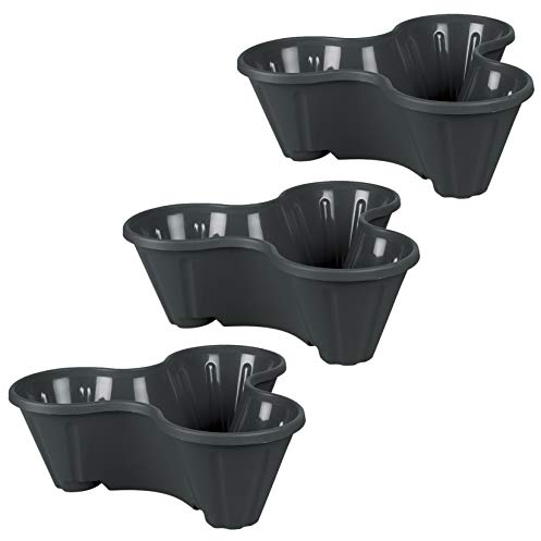 UPP Lot de 3 Pots de Fleurs empilable I Pot de Fleurs Design, pour 9 Plantes I Idéal pour Les fraisiers I Intérieur et extérieur I Noir I Dimensions par Pot 31 × 12 × 31 cm