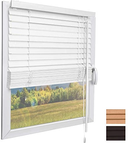 Sol Royal Holzjalousie SolDecor JH3 Jalousie aus Holz in Weiß - 40x130 cm Tür- und Fensterjalousie Holz umweltschonend produziert - Jalousien Blickschutz Fenster 3,5 cm breite Lamellen