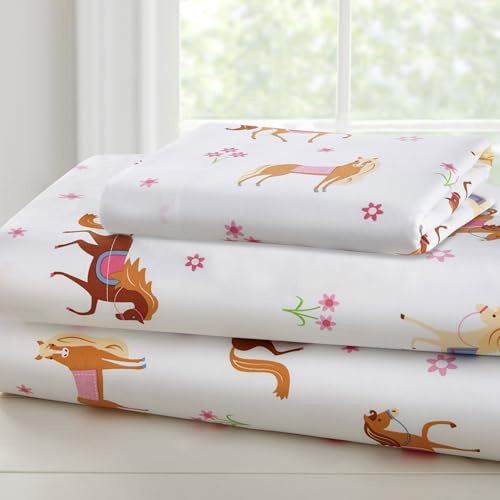 Wildkin 100% Cotton Toddler Sheet Set – Soft & Cozy Bed Sheets - Horses
