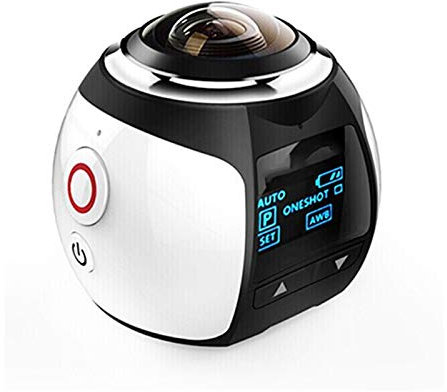 4K 360 Action Camera Wifi Mini 2448 * 2448 Ultra HD Mini Panorama Camera 360 Degree Sport Driving VR Camera HDV F11.12C (Bundle : With 8G, Colour : White)