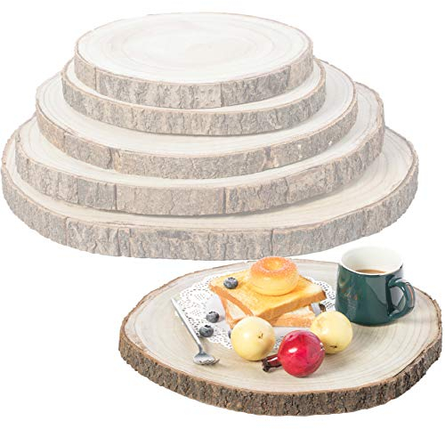 Vintiquewise QI003847.5 Barky - Losas de Madera Natural para Adornos rústicos, Bandeja para rebanadas, Cargador de Mesa, Juego de 5, Color Beige