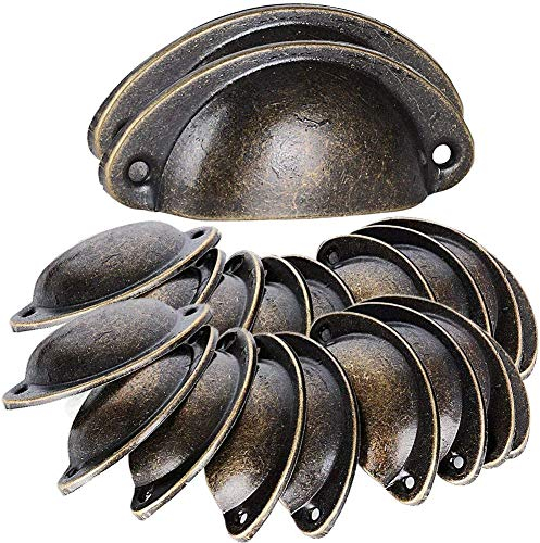 Möbelgriff Halbkreis mit Schrauben, NALCY Muschelgriff Schubladen Griffe, Bronze Schrank Griffe Antik,Antik Vintage Griffe Bronze, für Kabinett Schubladen Schrank, 20 PCS