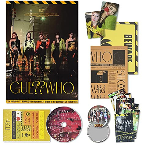 ITZY Mini Album - GUESS WHO [ NIGHT ver. ] CD + Photobook + Photocard + Mini Folding Poster + Sticker Pack + Newspaper + OFFICIAL POSTER