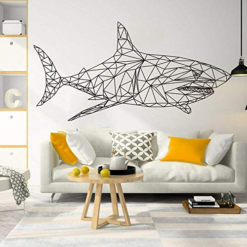Meerestier Wandaufkleber Geometrische Haifisch Wandtattoo Vinyl Kunst Dekoration Abnehmbar Kindergarten Kinderzimmer Dekoration Wandbild 83X42Cm