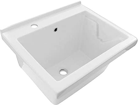 Vaschetta lavapanni 60x50 da Incasso in Ceramica Bianca Lucida con Foro per Miscelatore a Sinistra, Ideale per mobili e Top