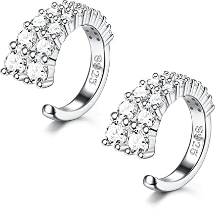 ORAZIO 2Pcs Ear Cuff Set Damen 925 Sterlingsilber Ohrklemme Ohrmanschette Gold Helix Knorpel Clip Wickelohrring Fakepircings Ohrspange Ohrklemme Cuffs, B-Silber