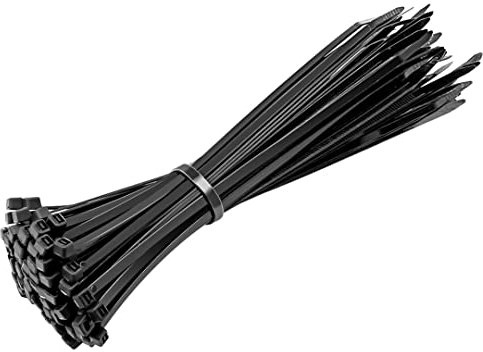 Black Cable Ties, 380mm x 4.8mm, Pack of 100, Premium Nylon Zip Ties, Multi-Purpose Plastic Tie Wraps, Secure Self-Locking Mechanism, for Home, Garden, Workshop, Office and DIY