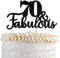 SYKYCTCY 1 PCS 70 & Fabulous Cake Topper Black Glitter Cheers to Happy 70th Birthday Cake Toppers Seventy and Fabulous Cake Pick Decorations for 70th Wedding Anniversary Birthday Party Supplies