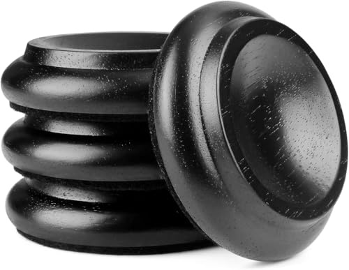 4 Pcs Solid Wood Upright Piano Caster Cups,Furniture Caster Cups,HilerPunk Sofas Beds Chairs Wheel Caster Cups Pads,with Non-Slip & Anti-Noise Felt Pads,for Hardwood Floor Protectors-Black