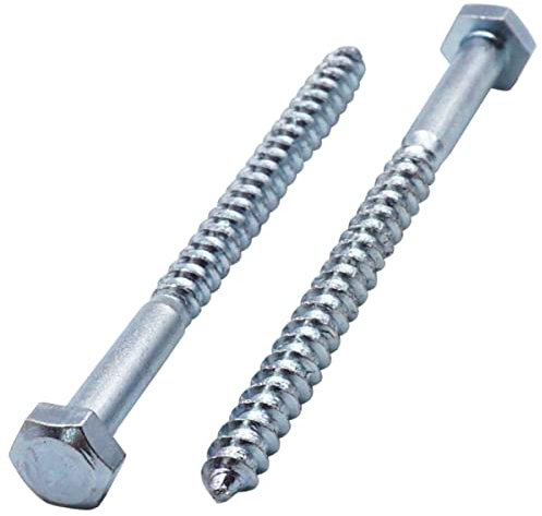 SKIR'CO Lot de 10 vis à bois hexagonales DIN 571 en acier zingué M6 x 80 mm