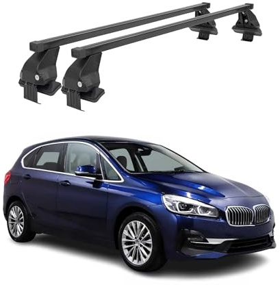 OMAC Menabo Dachträger für Audi A1 8XA Sportback 5tür 2012-18 Stahl Schwarz | DIN 75302:2019 & ISO/PAS 11154:2006 geprüft, Abschließbar, City-Crash-getestet, bis 50 kg Traglast, Querträger, Grundträger