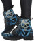 Minetom Damen Gothic Chelsea Boots Frauen Punk Stiefeletten Biker Boots Winter Knöchel Stiefel Mit Blockabsatz Gotisch Drucken Kurze Stiefel B Blau 39 EU