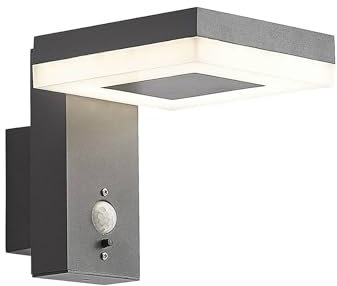 Lindby LED Solarleuchte außen Laira mit Bewegungsmelder (spritzwassergeschützt (Modern) in Schwarz aus Aluminium (1 flammig,) - Solar-Wandleuchten Wandlampe für Outdoor & Garten Außenwand/Hauswand