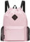 WANDF Drawstring Backpack Sports Gym Bag with Shoes Compartment, Water-Resistant String Backpack Cinch for Women Men (Pink,Large)