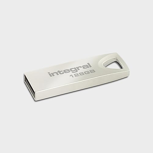 Integral 128GB USB Memory 2.0 Flash Drive Arc with metal casing for keyring, a stylish and elegant solution to transfer and back-up your files