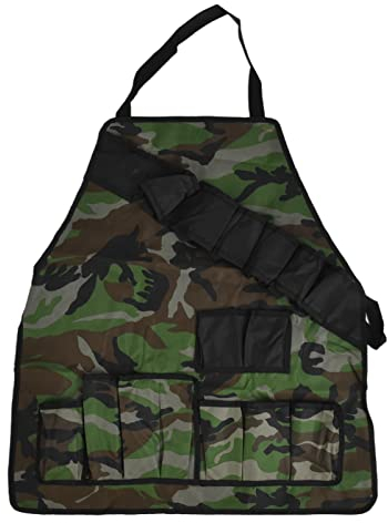 TITA-DONG Professionelle Kochschürze Grillschürze, Oxford-Stoff, Leichte Küchenchef-Grillschürze, Camouflage, Verstellbare Küchenschürze, Geschenk für Küche, Kochen, Grillen(OD-Grün)