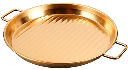 Uonlytech Ablaufwanne Aus Edelstahl Serviertablett Dampfschale Aus Stahl Gasherd Pfanne Paella Topf Edelstahl Meeresfrüchte Topf Pfanne Induktion Fischplatte Rostfreier Stahl Snack Teller
