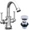 Spoutford Chrome Basin Mono Mixer Tap Dual Lever Sink Taps for Bathroom Sink or Small Kitchen High-Pressure Polished Finish Tap with Pop-Up Waste Sink Plug