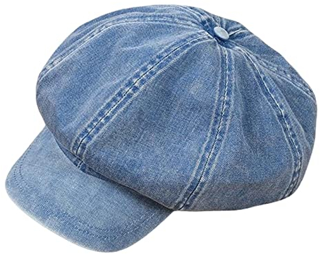 Baoblaze Ballonmütze aus Denim, Baumwolle, Baskenmütze, Schiebermützen, Hellblau