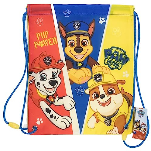 Premium Paw Patrol Pup Power - Kinder Turnbeutel für Kindergarten, Krippe, Reise oder Sport - für Mädchen und Jungen