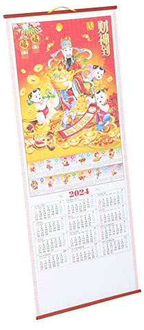 Ciieeo 2024 Tierkreis-Wandkalender Büro Chinesisches Chinoiserie- Tradition Chinesischer Kalender 2024 Tischkalender Wandkalender 2024 Monatlicher Großer