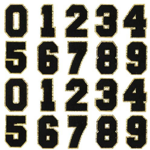 Zahlen zum Aufbügeln 20 Stück Beflockung Selber Machen 8 cm Zahlen zum Aufbügeln 0 bis 9 Wärmeübertragung Nummern Patches für Fußball, Baseball, Basketball, Jersey, Stoff, Kleidung, Uniform, T-Shirt