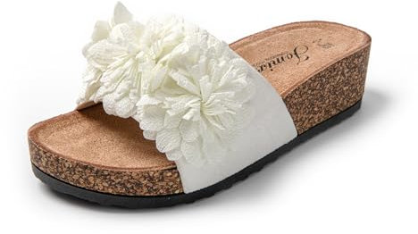 JOMIX Chanclas con Cuña Mujer Verano Sandalias con Flores Playa