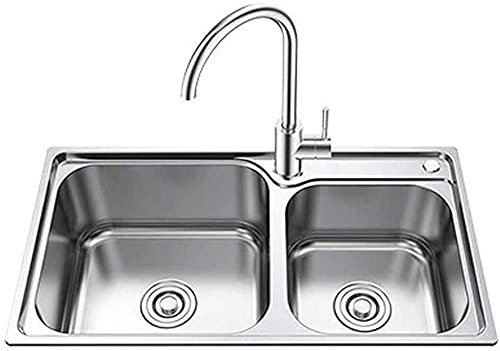YOtat Edelstahl-Spüle, Spülbecken-Set, Küche Taichung, Unterbauwaschbecken, Spüle, Doppelbad-Komposit-Praktisches Spülbecken, Anti-Kratz-Spüle